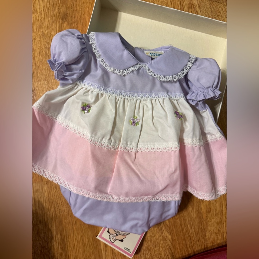 Vintage Cotton Candy Infant Girl’s Diaper Set With Booties Sz 0-6m New In Box